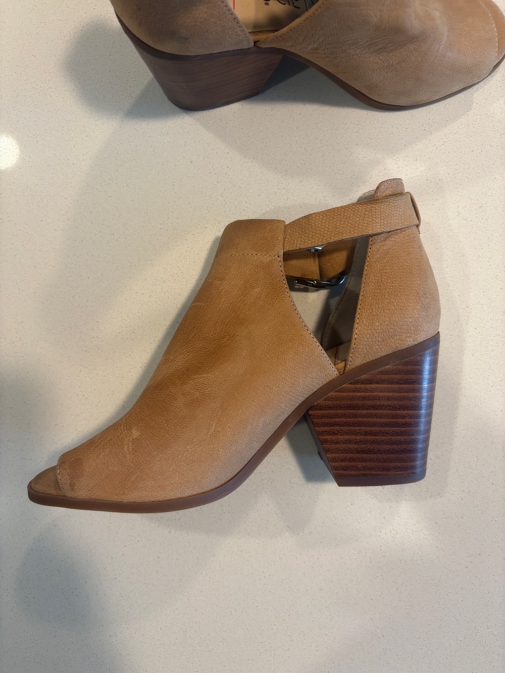Sole Society Tan Open-Toe Leather Ankle-Strap Mules - Picture 6 of 17